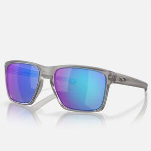 Oakley OO9341 Silver XL Rectangular POLARIZED Sunglasses, Matte Grey/Sapphire